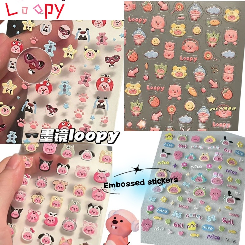Nail Tech Accessories - Loopy 3D kabartmalı çıkartma, şeffaf DIY