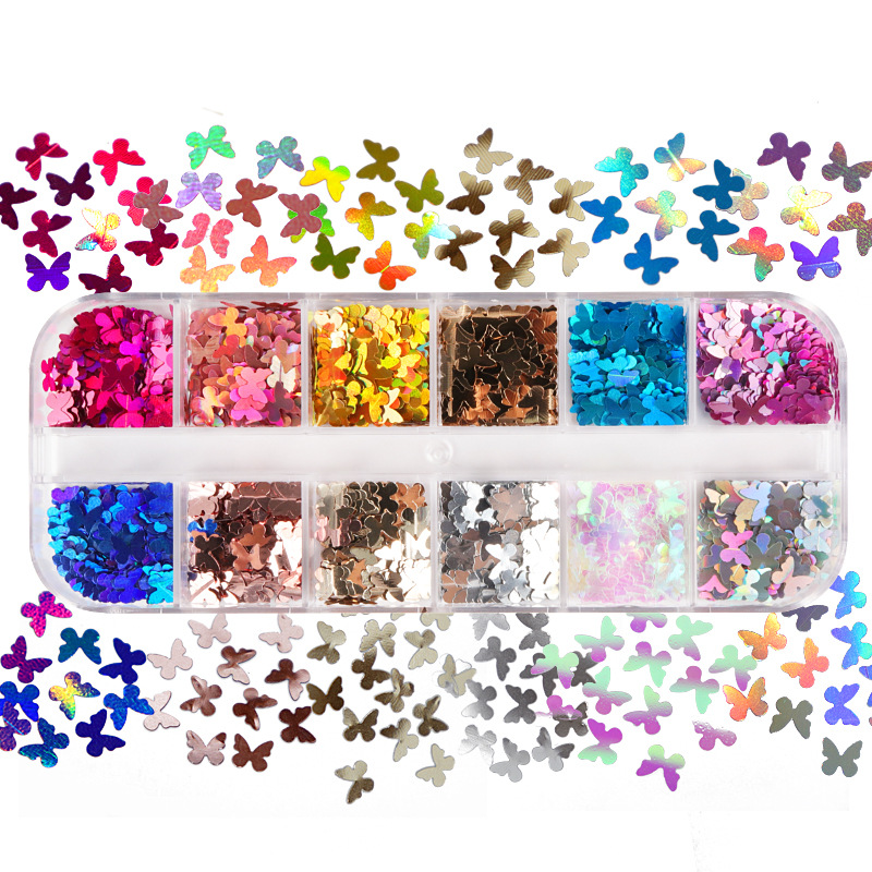 I Tech Accessories - Mix renk floresan kelebek Glitter kirpik